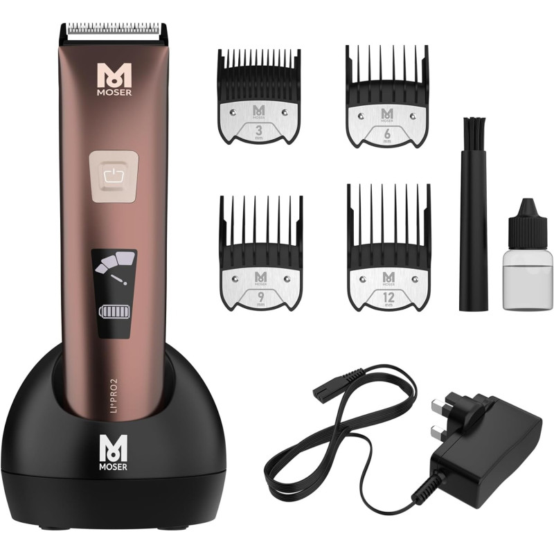 Moser 1888-0151 Li+Pro2 Professional Cordcordless Hair Clipper, Deep Metallic Burgundy, 120G