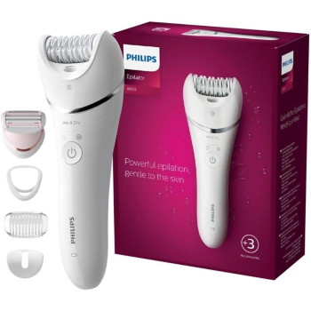 Philips Epilator Series 8000 Cordless Wet And Dry Epilator For Legs And Body, Includes 5 Accessories, BRE710/00