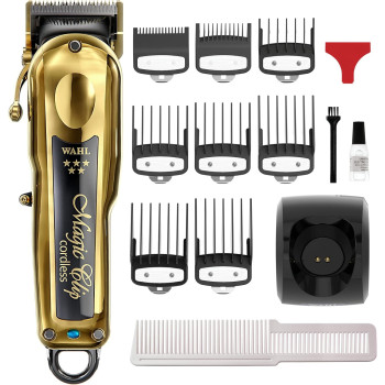 Wahl 5 Star Cordless Magic Clip In Gold, Professional Hair Clippers, Pro Haircutting Kit, Clippers For Blunt Cuts, Adjustable Taper Lever, Crunch Blade, Cordless, Lightweight, Barbers Supplies