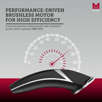 Moser Kuno Professional Premium Cord/Cordless Clipper, Long-Life Brushless Motor, Durable Li-Ion Battery, Easily Removable Blade, Black, 1887-0150