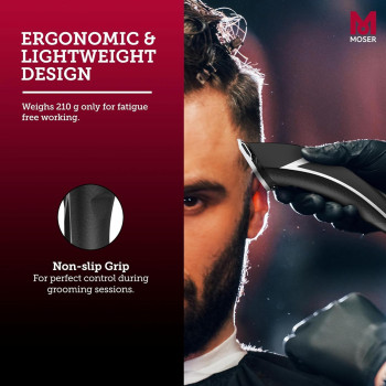 Moser Kuno Professional Premium Cord/Cordless Clipper, Long-Life Brushless Motor, Durable Li-Ion Battery, Easily Removable Blade, Black, 1887-0150