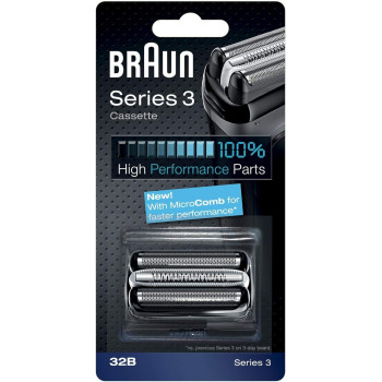 Braun Series 3, 32B Foil and Cutter Replacement Head, Compatible With Models 3000S, 3010S, 3040S, 3050Cc, 3070Cc, 3080S, 3090Cc Packaging May Vary, Black, 3 Count, Pack Of 1