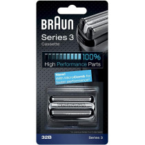 Braun Series 3, 32B Foil and Cutter Replacement Head, Compatible With Models 3000S, 3010S, 3040S, 3050Cc, 3070Cc, 3080S, 3090Cc Packaging May Vary, Black, 3 Count, Pack Of 1