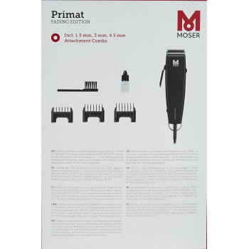 Moser 1230-0102 Primat Fading Edition Professional Corded Hair Clipper 6-Position Length Adjustment (0.5 – 2 Mm) With The Option To Adjust To 0 Overlap For Seamless Hair Styling (Black)