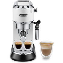 De'Longhi Dedica Pump Espresso Manual Coffee Machine Cappuccino, Latte Macchiato With Milk Frother Thermo Block Heating System For Accurate Temperature Easy To Clean EC685.W (White)