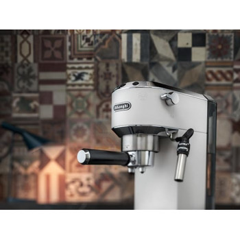 De'Longhi Dedica Pump Espresso Manual Coffee Machine Cappuccino, Latte Macchiato With Milk Frother Thermo Block Heating System For Accurate Temperature Easy To Clean EC685.W (White)