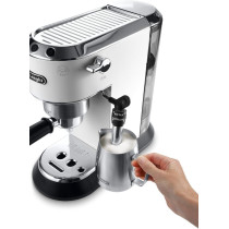 De'Longhi Dedica Pump Espresso Manual Coffee Machine Cappuccino, Latte Macchiato With Milk Frother Thermo Block Heating System For Accurate Temperature Easy To Clean EC685.W (White)