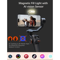 Hohem Isteady M6 Kit Smartphone Gimbal Stabilizer 3-Axis With Magnetic Fill Light/Ai Tracking Sensor For Iphone Android With 0.91-Inch Oled Display Max Payload 400G 2023 Upgraded