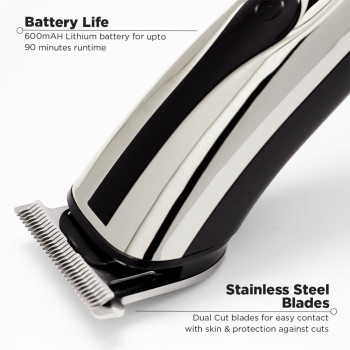 Ikonic 5 In 1 Express Groomer Trimmer - Precision Hair Styling And Grooming Tool In Sleek Black and Silver Design, Beard Shaping, Nose And Ear Hair Trimming, Powerful Motor, Digital Display, Usb