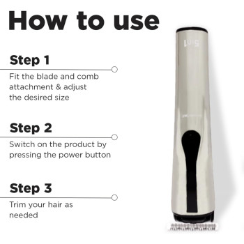 Ikonic 5 In 1 Express Groomer Trimmer - Precision Hair Styling And Grooming Tool In Sleek Black and Silver Design, Beard Shaping, Nose And Ear Hair Trimming, Powerful Motor, Digital Display, Usb