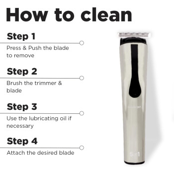 Ikonic 5 In 1 Express Groomer Trimmer - Precision Hair Styling And Grooming Tool In Sleek Black and Silver Design, Beard Shaping, Nose And Ear Hair Trimming, Powerful Motor, Digital Display, Usb