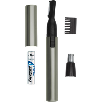 Wahl Lithium Detailer Rotating Spring Loaded Stainless Steel Cutting System For Nose, Ears, And Eyebrows With Elegant Titanium Anodised Aluminium Case - 5640-1016, Grey