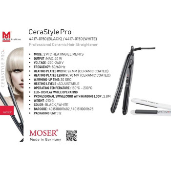 Moser Gltteisen Cerastyle Pro Ceramic Straightener, Balck Colour