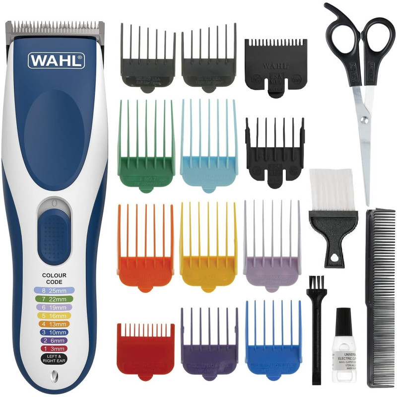 Wahl Colour Pro Cordless Clipper Kit, Soft Hairbrush Neck Duster, 12 Colour Coded Guide Combs, Hair Clippers For Men, Head Shaver, Easy Home Haircutting, Family Haircuts