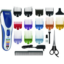 Wahl Colour Pro Cordless Hair Clipper Kit, Rechargeable Hair Clipper, Detail Trimmer, Mini Foil Shaver, 12 Colour Coded Comb Attachments, 60 Minutes Run Time, Blue/White Trimmer (09649-1627)