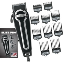 Wahl Clipper Elite Pro High Performance Haircut Kit For Men With Hair Clippers, Secure Fit Guide Combs With Stainless Steel Clips By The Brand Used By Professionals. 79602