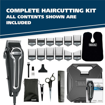 Wahl Clipper Elite Pro High Performance Haircut Kit For Men With Hair Clippers, Secure Fit Guide Combs With Stainless Steel Clips By The Brand Used By Professionals. 79602