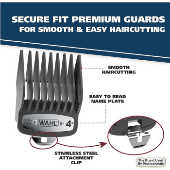 Wahl Clipper Elite Pro High Performance Haircut Kit For Men With Hair Clippers, Secure Fit Guide Combs With Stainless Steel Clips By The Brand Used By Professionals. 79602