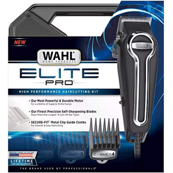 Wahl Clipper Elite Pro High Performance Haircut Kit For Men With Hair Clippers, Secure Fit Guide Combs With Stainless Steel Clips By The Brand Used By Professionals, 79602