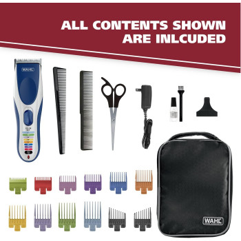 Wahl - Color Pro Cordless Rechargeable Hair Clipper and Trimmer - Easy Color-Coded Guide Combs - For Men, Women, Children - Model 9649
