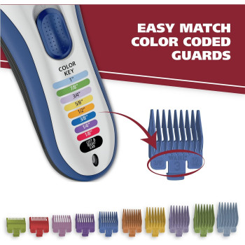 Wahl - Color Pro Cordless Rechargeable Hair Clipper and Trimmer - Easy Color-Coded Guide Combs - For Men, Women, Children - Model 9649