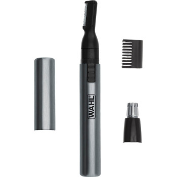 Wahl Micro Groomsman Battery Personal Trimmer and Detailer For Hygienic Grooming With Rinseable, Interchangeable Heads For Eyebrows, Neckline, Nose, Ears, and Other Detailing - 05640-600