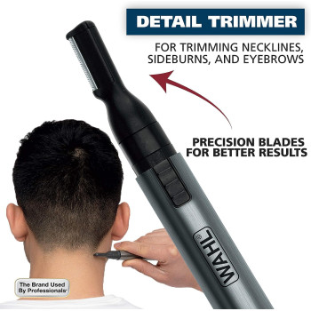 Wahl Micro Groomsman Battery Personal Trimmer and Detailer For Hygienic Grooming With Rinseable, Interchangeable Heads For Eyebrows, Neckline, Nose, Ears, and Other Detailing - 05640-600