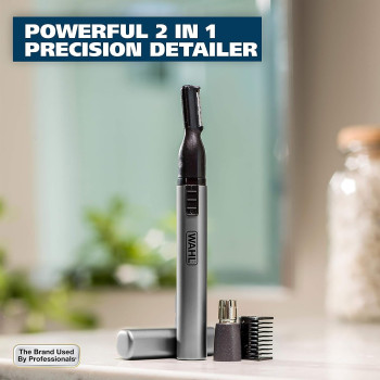 Wahl Micro Groomsman Battery Personal Trimmer and Detailer For Hygienic Grooming With Rinseable, Interchangeable Heads For Eyebrows, Neckline, Nose, Ears, and Other Detailing - 05640-600