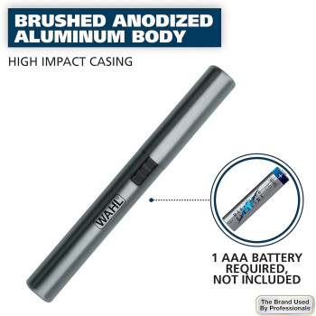 Wahl Micro Groomsman Battery Personal Trimmer and Detailer For Hygienic Grooming With Rinseable, Interchangeable Heads For Eyebrows, Neckline, Nose, Ears, and Other Detailing - 05640-600