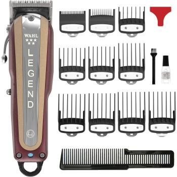Wahl 5 Star Cordless Legend, Professional Hair Clippers, Pro Haircutting Kit, Adjustable Taper Lever, Crunch Blade, Wedge Blades, Cordless, Barbers Supplies, Red