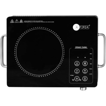 Afra Japan Infrared Cooktop (Single), 2000W, Led Display, Hot Pot Settings, Child Lock, Crystal Plate, Stainless Steel Body, G-Mark, Esma, Rohs, And Cb Certified