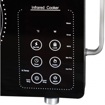 Afra Japan Infrared Cooktop (Single), 2000W, Led Display, Hot Pot Settings, Child Lock, Crystal Plate, Stainless Steel Body, G-Mark, Esma, Rohs, And Cb Certified