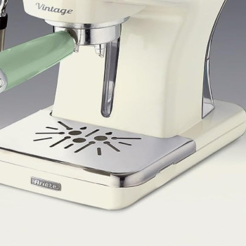 Ariete Vintage Espresso Coffee Machine With Manometer And Milk Frother, Auto Shut-Off, Cappuccino Maker, Ground Coffee And Ese Pod Compatible, 850W, 15 Bar, For Home And Office - Green Art1389/14