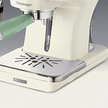 Ariete Vintage Espresso Coffee Machine With Manometer And Milk Frother, Auto Shut-Off, Cappuccino Maker, Ground Coffee And Ese Pod Compatible, 850W, 15 Bar, For Home And Office - Green Art1389/14