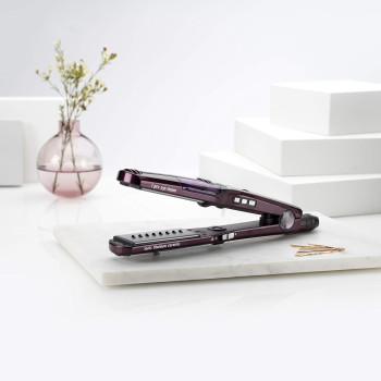 Babyliss Hair Straightener, Pro 230 Steam - 2000 Watts, Wet And Dry Hair Straightener, Nano Titanium Ceramic Coating, I-Temperature Technology, 360 degree Surround Steam, Purple - BABST395Sde