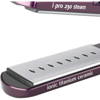 Babyliss Hair Straightener, Pro 230 Steam - 2000 Watts, Wet And Dry Hair Straightener, Nano Titanium Ceramic Coating, I-Temperature Technology, 360 degree Surround Steam, Purple - BABST395Sde