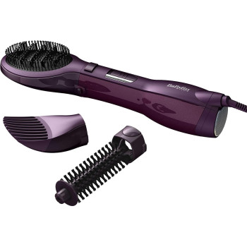 Babyliss The Paddle Air Brush Airstyler, High-Octane 1000W Pro Styling Brush, Adjustable 2 Speeds and Temperature Settings For Quick Dry, Ionic Function With 3 Free Attachments, As115Sde (Purple)
