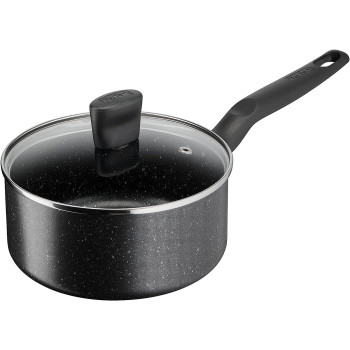 Tefal Dark Stone 9 Pc Set Non-Stick Cooking Set, Safe Coating Cookware, Heat Indicator, Ergonomic Handles, Glass Lid, B491S985