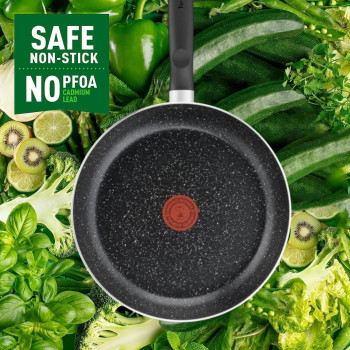 Tefal Dark Stone 9 Pc Set Non-Stick Cooking Set, Safe Coating Cookware, Heat Indicator, Ergonomic Handles, Glass Lid, B491S985