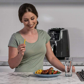 Ninja Air Fryer Max Xl Af160, Max Crisp, Air Roast, Bake, Reheat, Dehydrate, 5.2 Liters, 1750 Watts, Grey And Black
