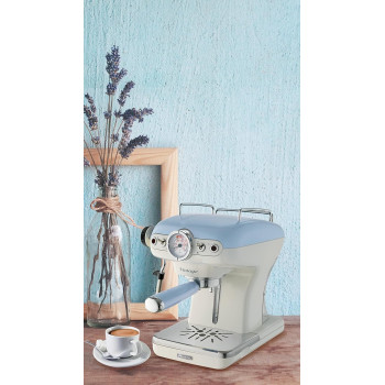 Ariete Vintage Espresso Coffee Machine With Manometer And Milk Frother, Auto Shut-Off, Cappuccino Maker, Ground Coffee And Ese Pod Compatible, 850W, 15 Bar, For Home And Office - Green Art11389A