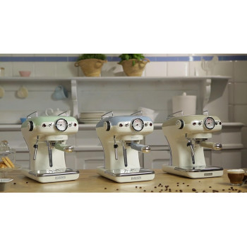 Ariete Vintage Espresso Coffee Machine With Manometer And Milk Frother, Auto Shut-Off, Cappuccino Maker, Ground Coffee And Ese Pod Compatible, 850W, 15 Bar, For Home And Office - Green Art11389A