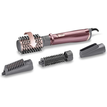 Babyliss 4 In 1 Rotating Air Styler Brush Potent 1000W Styler For Ultra-Fast Drying Salon Finish With Interchangeable Attachments For Hair Volumizing, Smoothing and Straightening As960Sde (Purple)