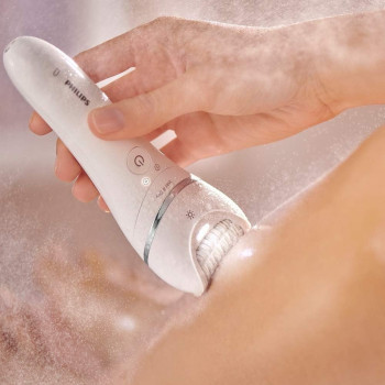 Philips Epilator Series 8000, Wet And Dry Cordless Hair Removal For Legs And Body With 5 Accessories, Shaving Head And Trimming Comb, 3 Pin, Bre71001