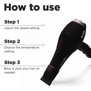 Ikonic Blaze Hair Dryer, Model IK-Blaze, Black