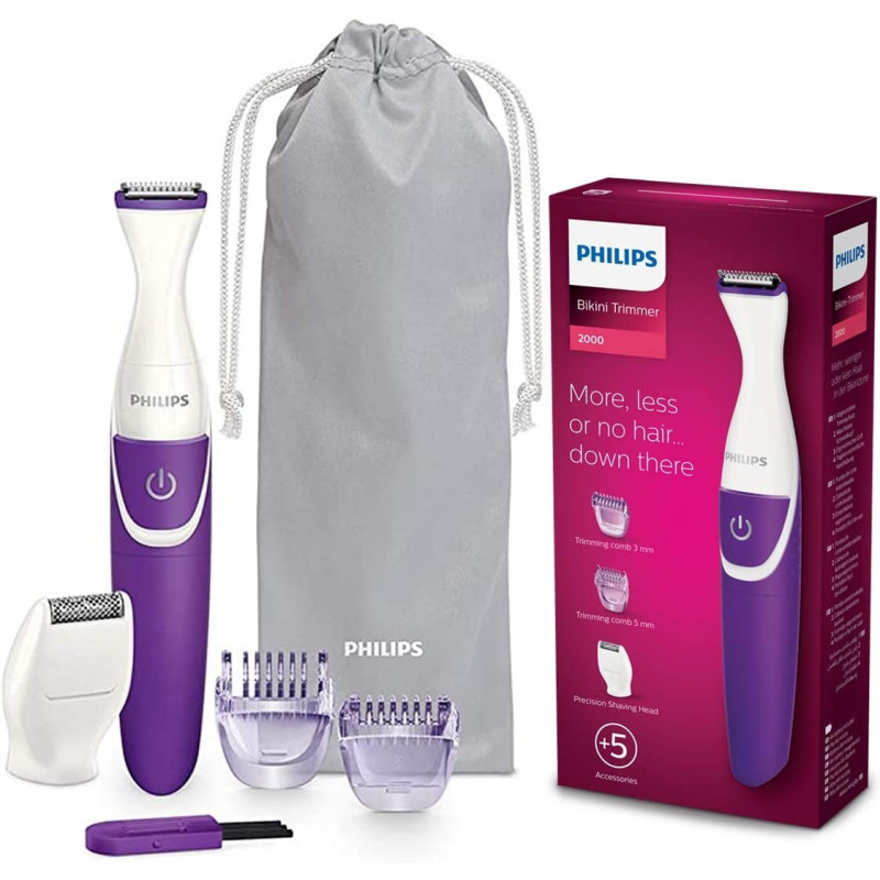 Philips Bikini Genie Cordless Women'S Trimmer For Bikini Line, With Shaving Head and Comb, BRT383/15