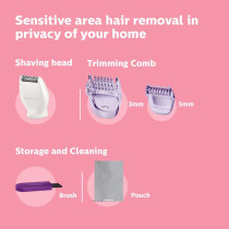 Philips Bikini Genie Cordless Women'S Trimmer For Bikini Line, With Shaving Head and Comb, BRT383/15
