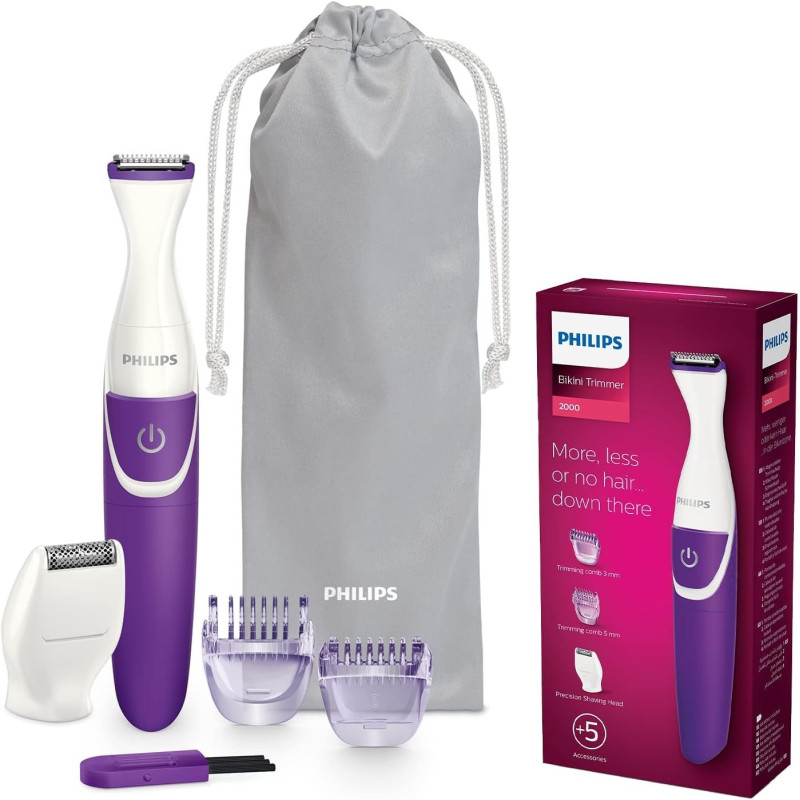 Philips Bikini Genie BRT383/15 - Handy Bikini Trimmer For T, Shaving And Styling The Bikini Zone With Comb Attachments And Shaving Heads - For Effortless Hair Removal