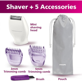 Philips Bikini Genie Cordless Trimmer For Bikini Line Hair Removal, With Shaving Head And Comb, BRT383/50