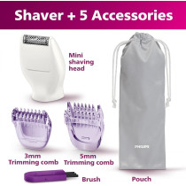 Philips Bikini Genie Cordless Trimmer For Bikini Line Hair Removal, With Shaving Head And Comb, BRT383/50